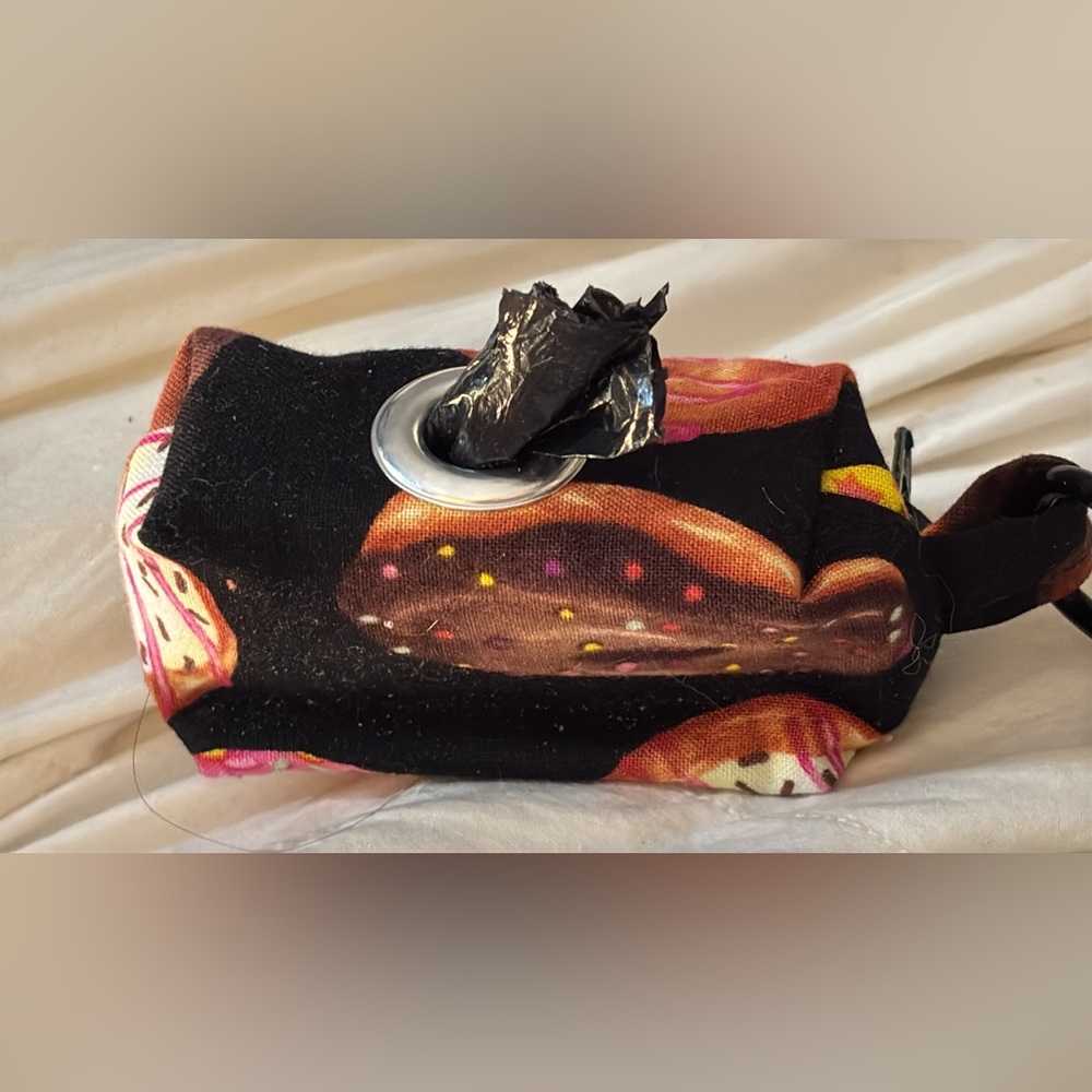 Hand Crafted Donut Design Dog poop bag Carrier - Black and Brown